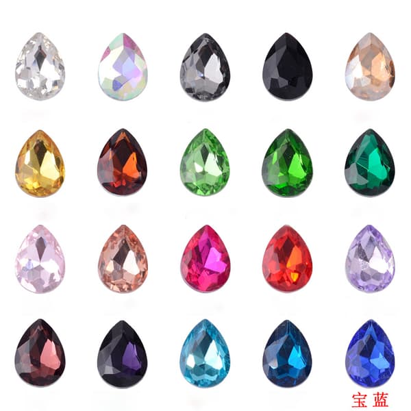 INF Teardrop Rhinestones Glas Crystal Gems för DIY Crafts 100st Vit M