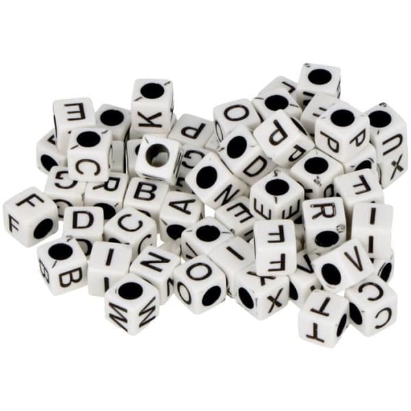 Perles alfabet - Fyrkant - Svart och Vitt - 6 mm - 300 st