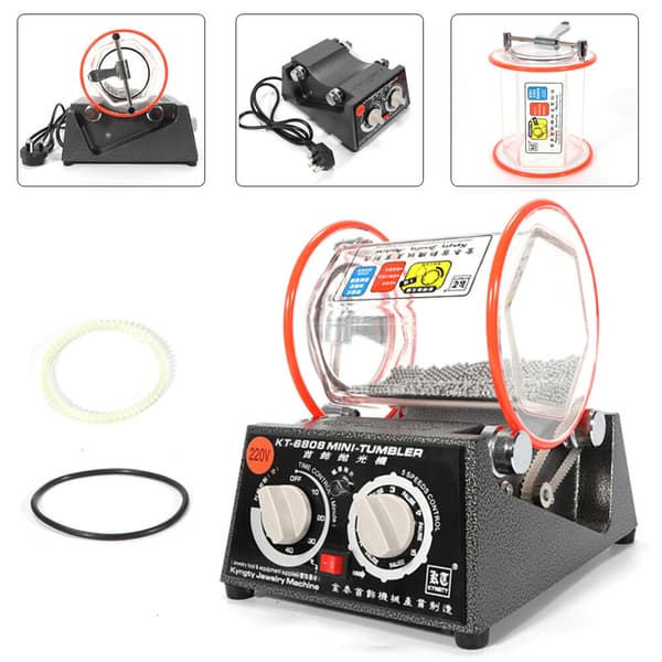 Rotary Tumbler Polisher, 3 kg kapacitet, 4 variabla hastigheter, automatisk omvändningsfunktion