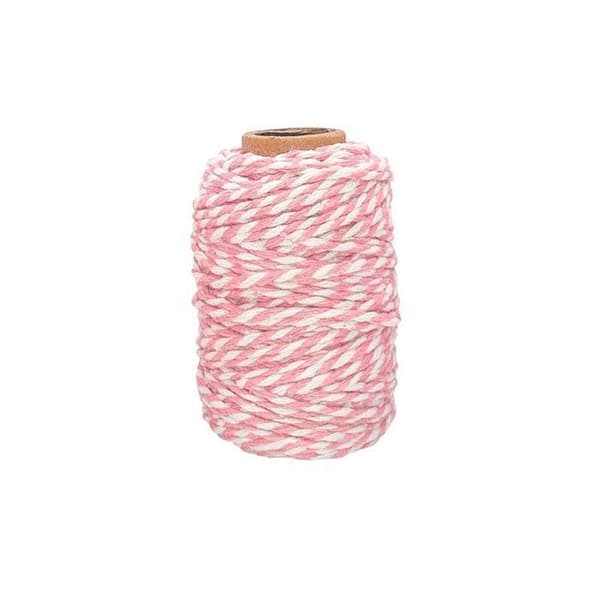 Ficelle - Bomull - Rosa/Vit - 25m - Kreativa hobbyer - Smycken - CTOP