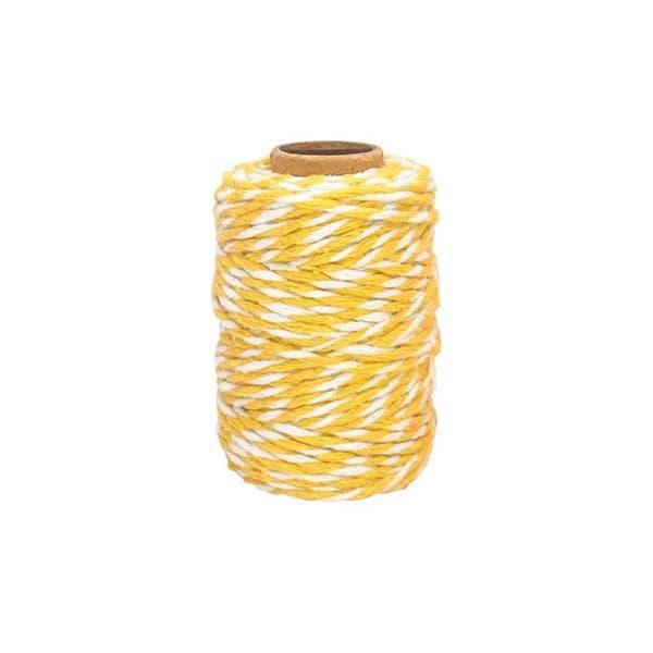 Ficelle - CTOP - Gul/Vit - 25m - Bomull - Kreativa hobbyer