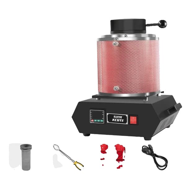 1KG Metal Smelteovn, 1500W Effekt, Maksimal Temperatur 1150 ℃,1kg med Gitter