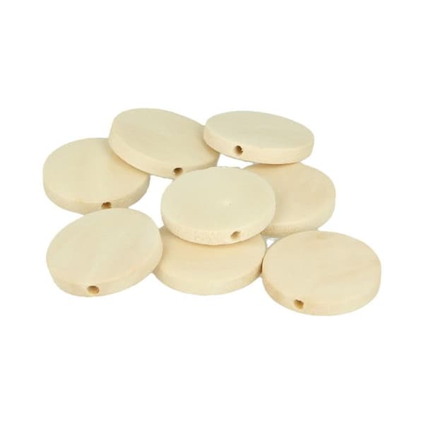 Perle trä Lucy rund platt 25mm 18 stycken
