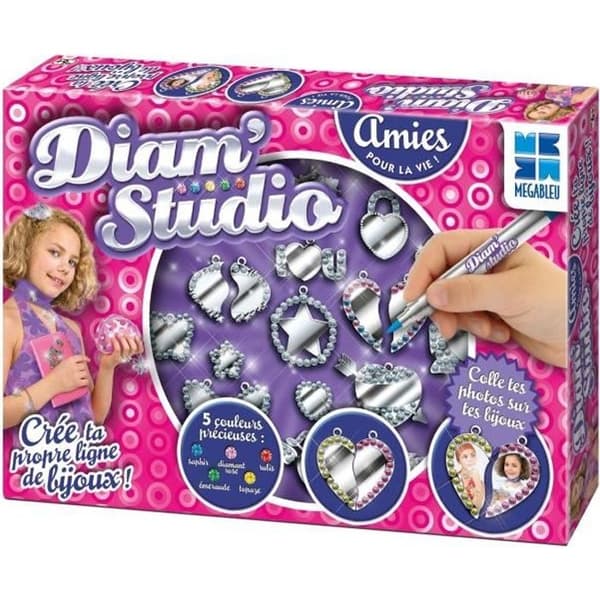 Smycken att färglägga och anpassa - MEGABLEU - DIAM STUDIO - För barn, flickor - Med 5 markörer - 18 modeller