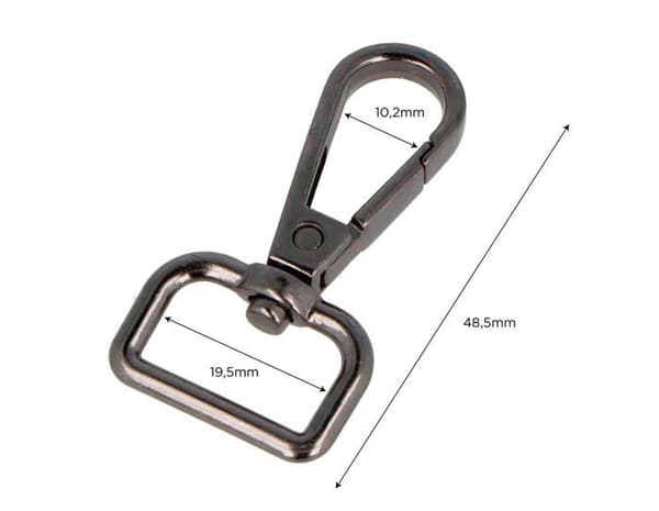 Innspiro - A15030304 - VELOX Mousqueton Anneau Rectangulär Zamak Nickel Svart 19,50 mm 5u.