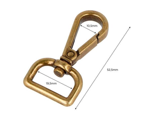 Innspiro - A15060302 - VELOX Mousqueton Ring D Zamak Guld Ålderdomlig 19,5 mm 5u.