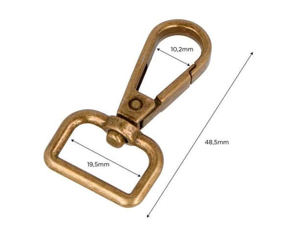 Innspiro - A15030302 - VELOX Mousqueton Rektangulär Ring Zamak Guld Vintagestil 19,50 mm 5u.