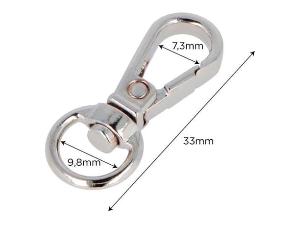 Innspiro - A15000301 - VELOX Mousqueton Anneau Rund Zamak Nickel 9,8 mm 5u.