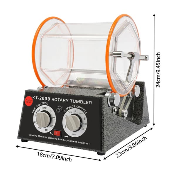 Rotary Tumbler Poleringsmaskin, 5 Hastighetsinställningar, Bordsdesign, 220V Ström,Röd