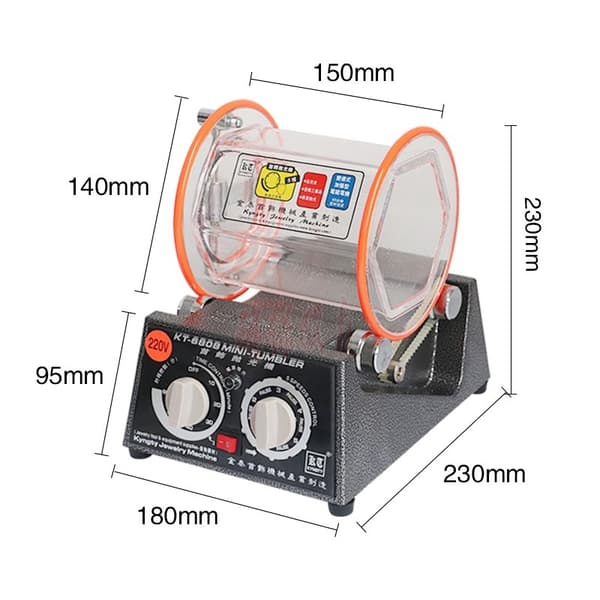 Smykke Rotary Tumbler, Envejrs- og To-vejs Rotation, Kompakt Design, 60W Effekt