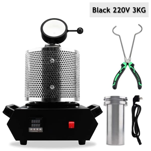 Metallin Sulatusuuni, 3kg Kapasiteetti, 1150°C Maksimilämpötila,Musta 3kg 220v
