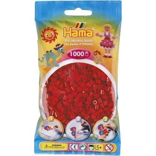HAMA - 207-22 - Kreativa hobbies - Pärlor och smycken - Påse med 1000 julröda pärlor