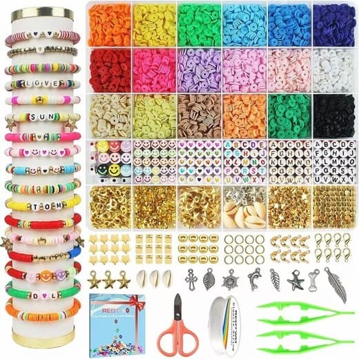 Lollanda DIY armbåndssæt 26 dele, DIY perlesmykker, armbånd og halskæder håndværk til børn – kreativ, lav dine egne armbånd