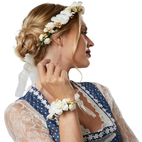 Blomsterkrans sæt bryllup - grøn/hvid