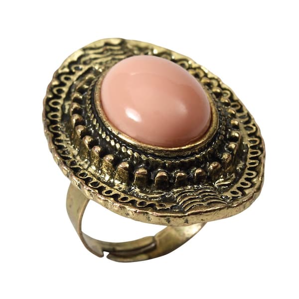 Bristol Novelty Unisex Adults Stone Ring Gold/Pink One Size