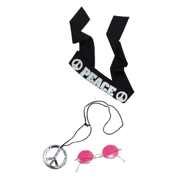 Bristol Novelty Hippie Accessories Kit Black/White/Silver/Purple One Size