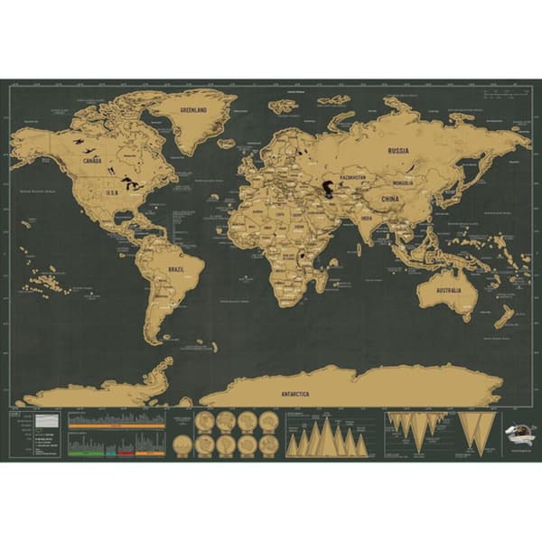 Kartta Scratchilla / Scratch Map / Maailmankartta - 82 x 59 cm