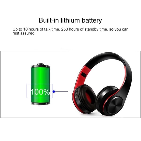 LPT660 Bluetooth Hovedtelefoner - Mikrofon & TF-kort - Sort/Rød