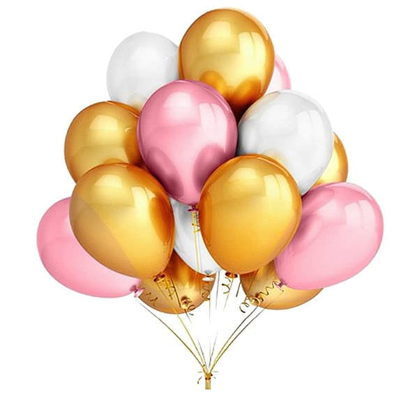 12-Pack Ballonger - Rosa, guld & silver