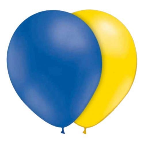 12-Pak - Ballonger Blå/Gule - Runde - Sverige Student