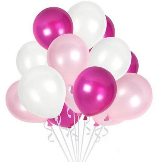 15-Pack Ballonger - Rosa, ljusrosa & vit