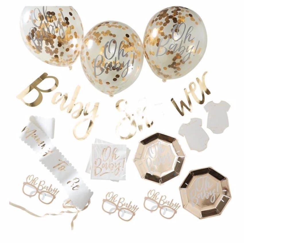 Baby Shower Ballonger - Dekorationsset - Guld