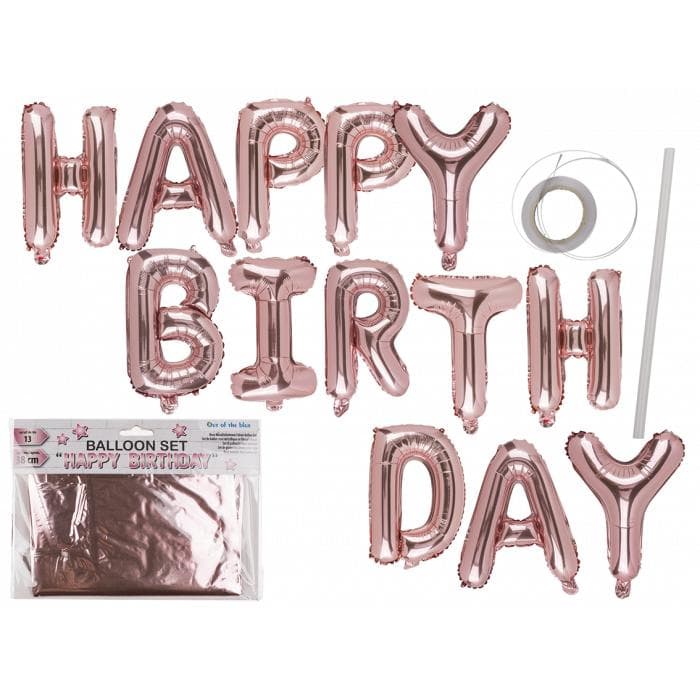 Ballonggirlang / Folieballong - Happy Birthday - Rosa