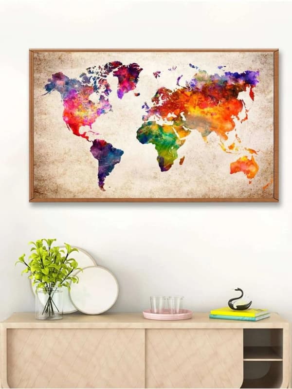 Diamond Painting / DIY 5D Diamantmaleri - 50x30cm - Verdenskort