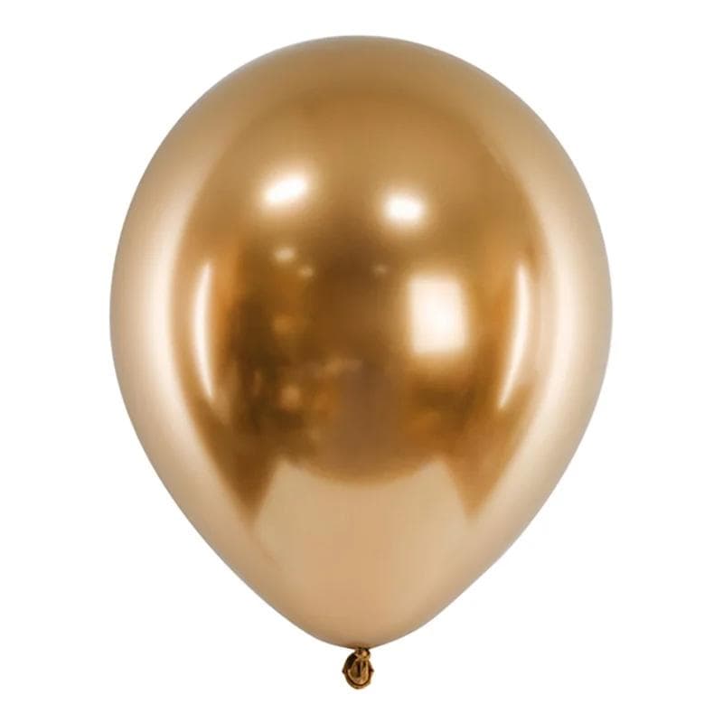 10-Pack - Ballonger Krom - Guld