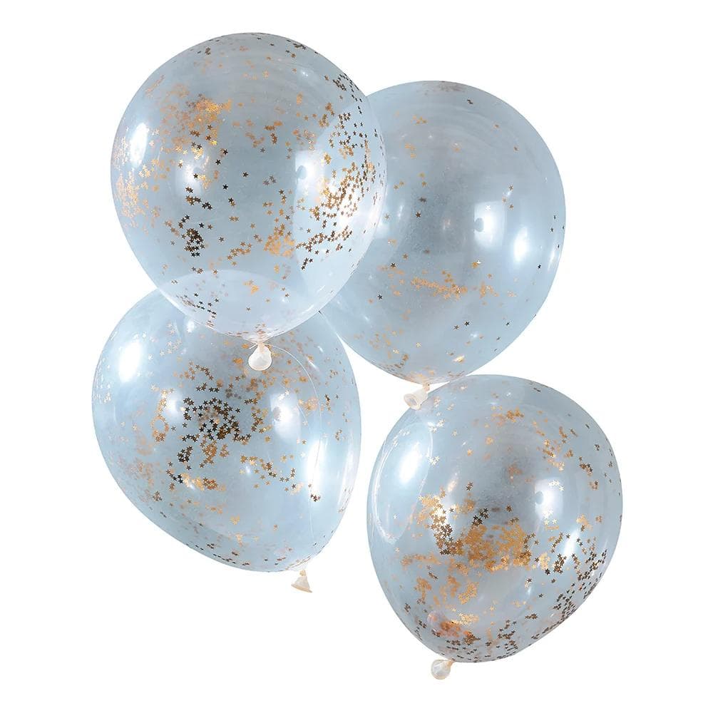 5-Pack - Konfettiballonger- Ballonger med Konfetti - Guld