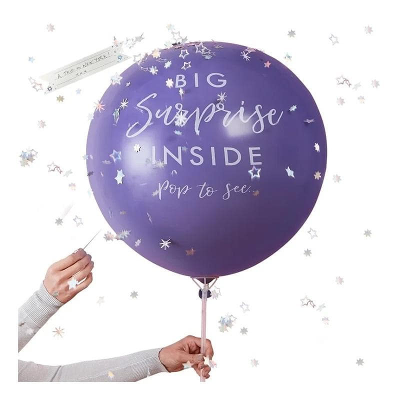Gender Reveal Konfettiballong - Ballong med Konfetti - Lila