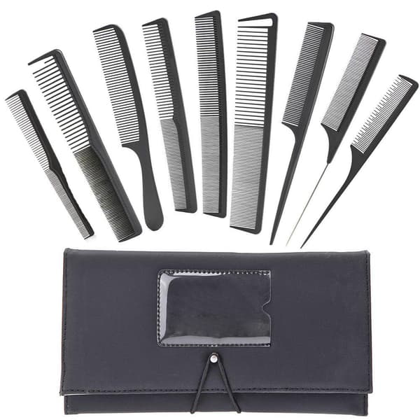 Frisörkammar Set / Hårkam Kit med Fodral - (9 delar)