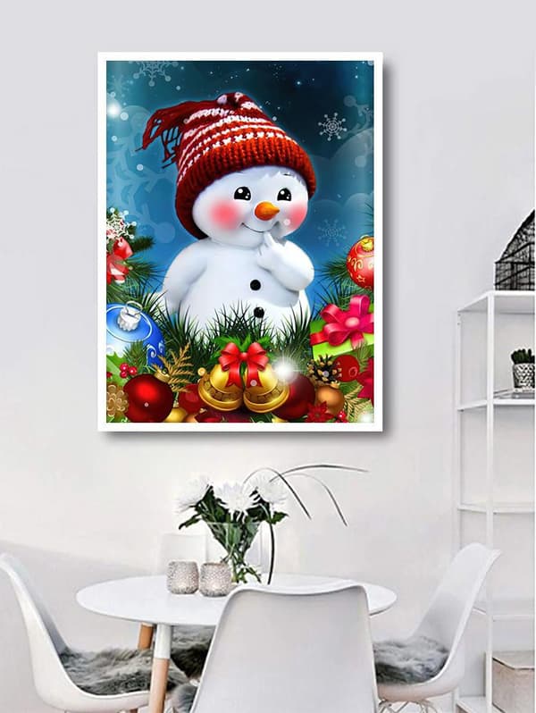 Diamond Painting / DIY 5D Diamantmålning - 30x40cm Snögubbe Jul