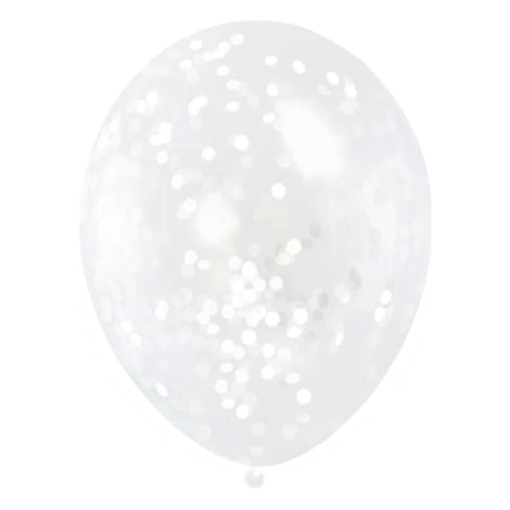 6-Pack Konfettiballonger / Ballong med Konfetti - Vit