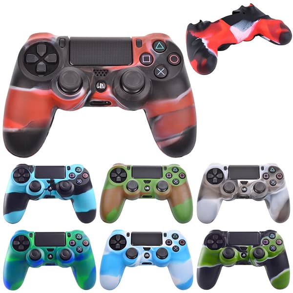 Silikonebeskyttelse / Beskyttelse til PS4 Kontrol - Kamouflage 3. Röd/Svart