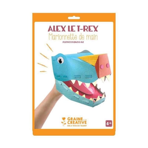 Handdockor i kartong - T-rex dinosaurie - Barn - Blandat - Blå