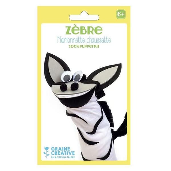 Sock Puppet Kit - Zebra - Mixed - 2 år - Vuxen - Svart