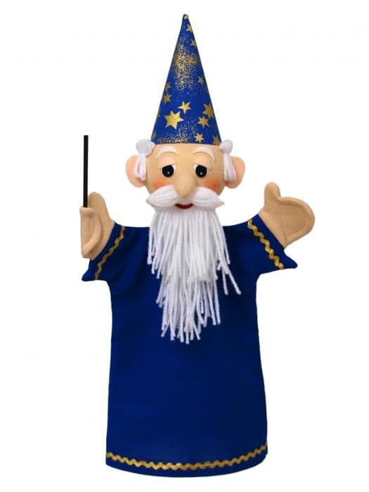 Magician Puppet 36 Cm - Bas och Bas - Gårdagens leksak - Tillverkad i Europa - Svart