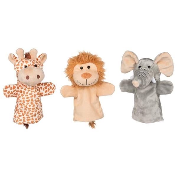 Set med 3 plyschdockor - Vilda djur - GOKI - Lejon, giraff, elefant