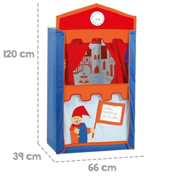 Solid Wood Guignol Theatre + 6 handdockor - ROBA - Flerfärgad - För barn från 3 år
