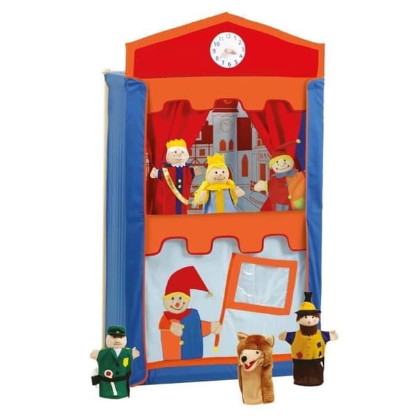 Solid Wood Guignol Theatre + 6 handdockor - ROBA - Flerfärgad - För barn från 3 år
