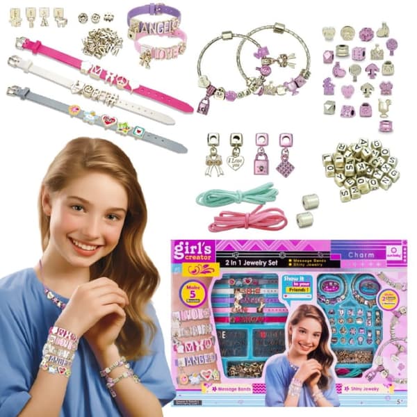 Set för att göra armband, smycken, charms, pärlor, armband, halsband, stort set, 210 delar, Sun Baby