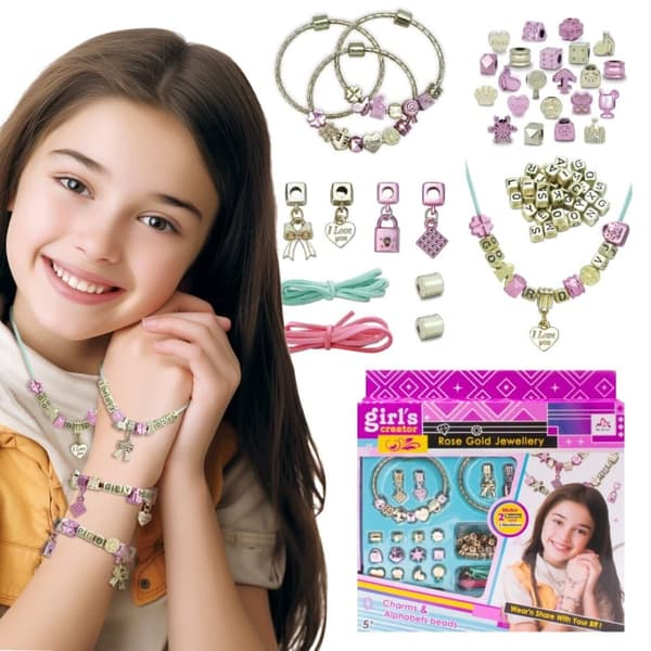Set för att göra armband, smycken, hängen, pärlor, armband, halsband, 65 delar, Sun Baby