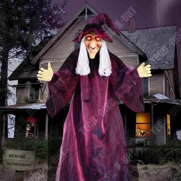TD® hängande häxa spöke 178*106cm Ljud och lätt touch design Lämplig för Halloween, spökhusdekoration