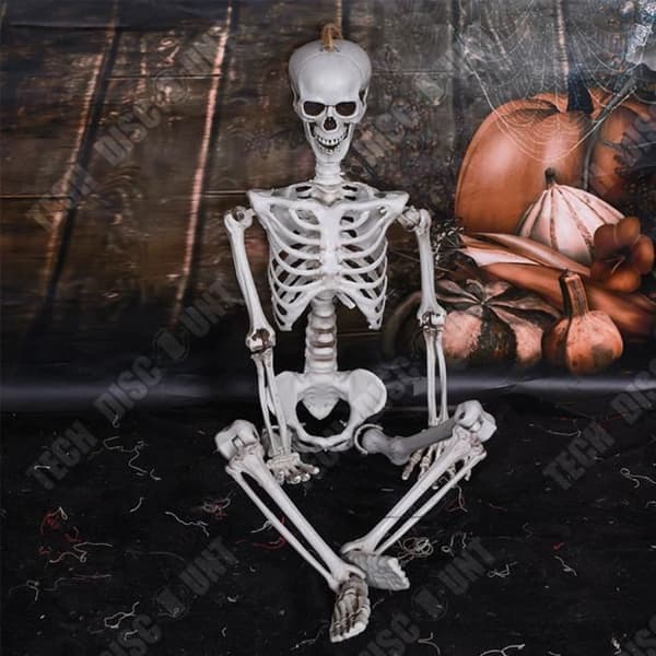Halloween skelett 165CM - TEKNISK RABATT - Justerbar hållning - Skrämmande dekoration för Halloween