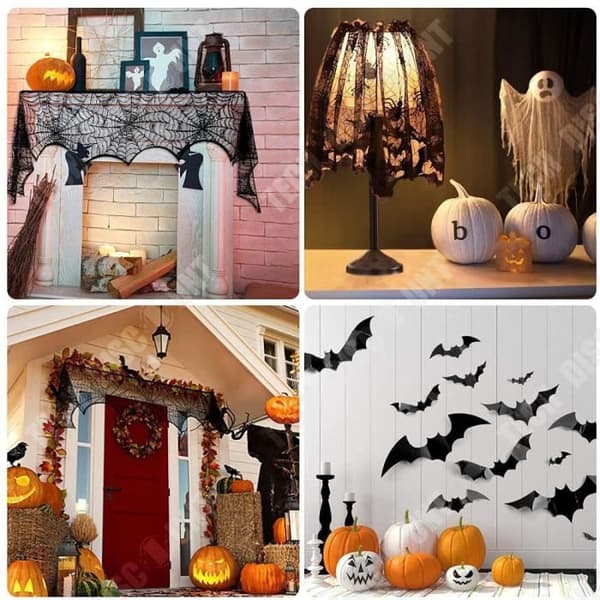 TD® Halloween Dekoration Spider Web Bordsduk Svart Spindelnät Garn Öppen spis Dekoration Halloween Party Dekoration