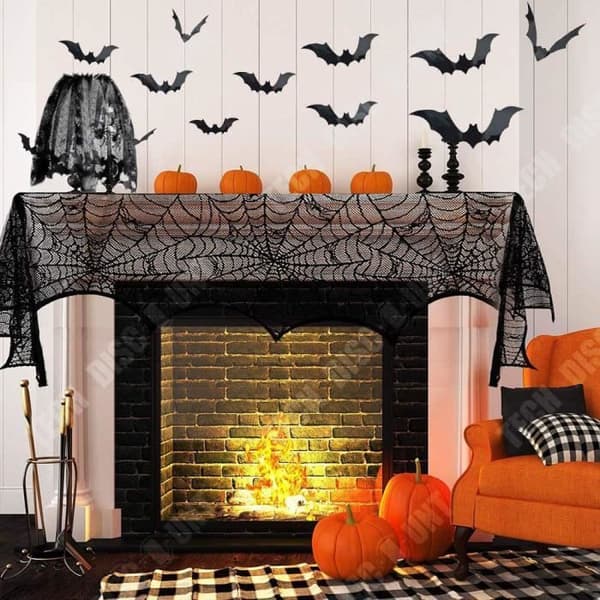 TD® Halloween Dekoration Spider Web Bordsduk Svart Spindelnät Garn Öppen spis Dekoration Halloween Party Dekoration
