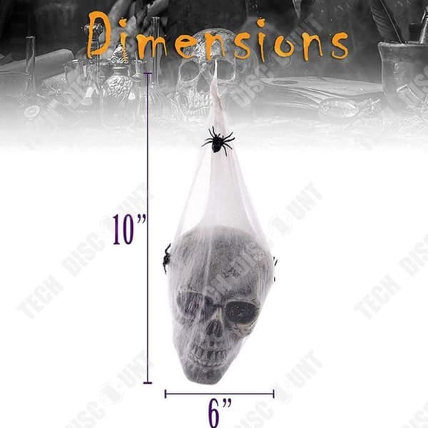 TD® Hanging Ghost Cotton Spider 26*24*17cm Ljudaktiverad belysningsskalle Lämplig för Halloween-dekoration