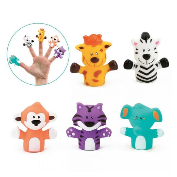 LUDI - Savane fingerdockor - 5 mjuka plastdockor för att ge berättelser liv