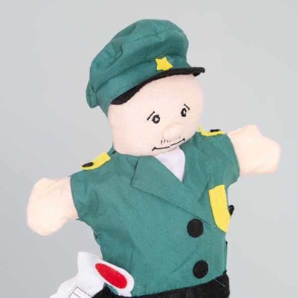 ROBA Trämarionetteater i massiv trä och tyg + 6 handdockor